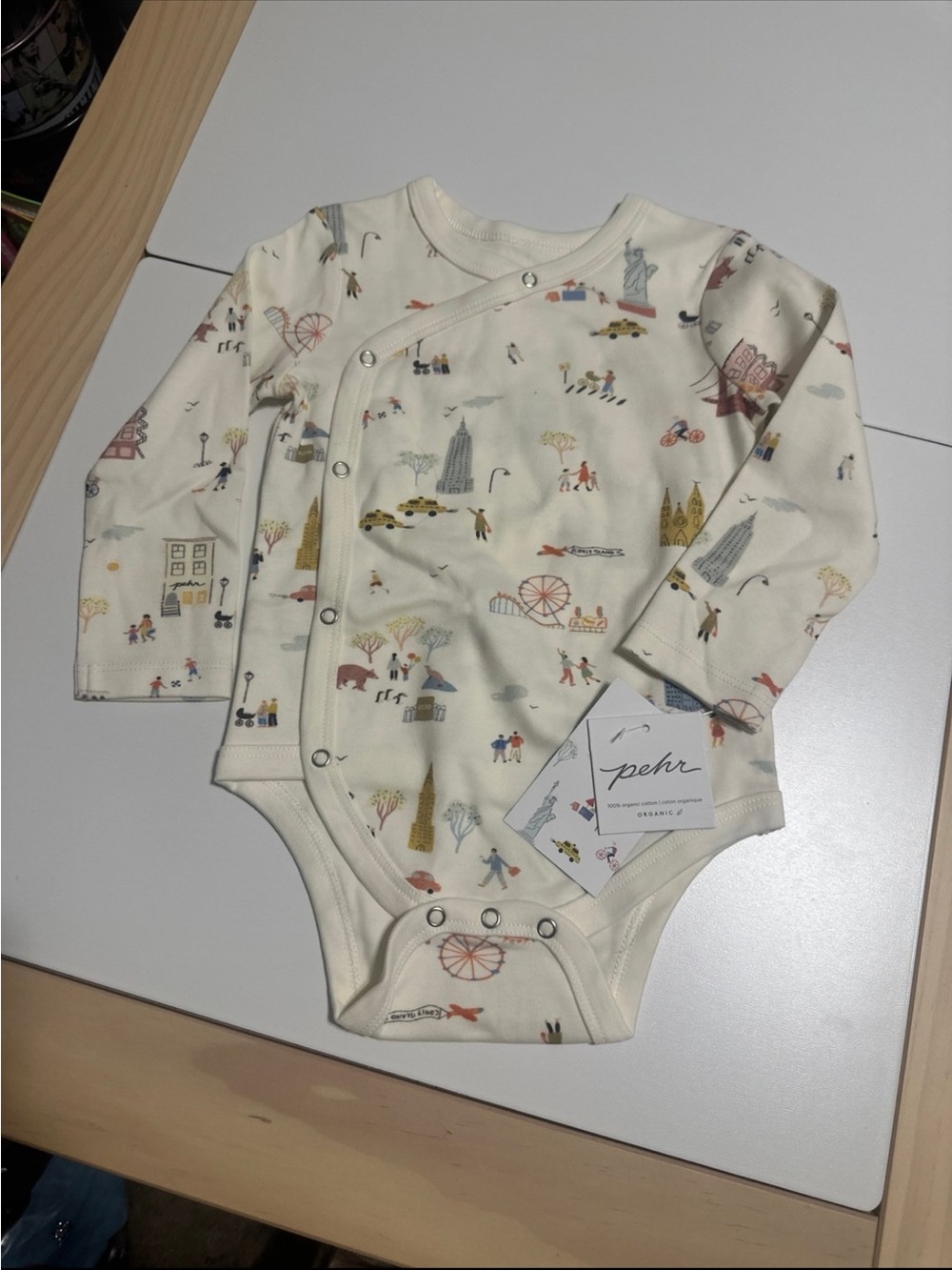 Pehr Organic Cotton Long Sleeve Kimono Onesie NYC New York City 12-18m